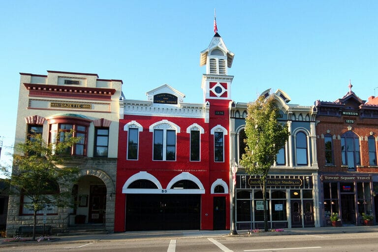 Historic buildings on Medina, Ohio's town square.
